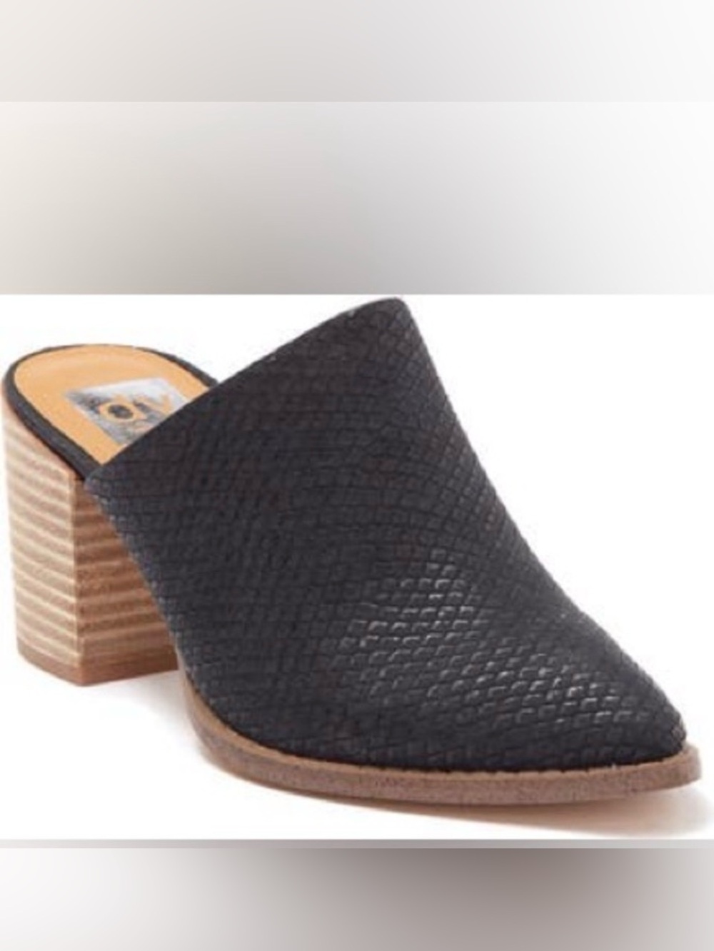 Dolce Vita TENDLE Black Textured Slip-On Mule with Stacked Heel SZ 11 $135